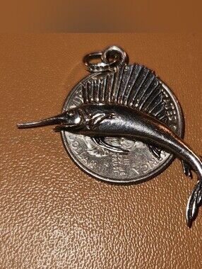 Silver Sailfish Pendant Charm - Silver Color